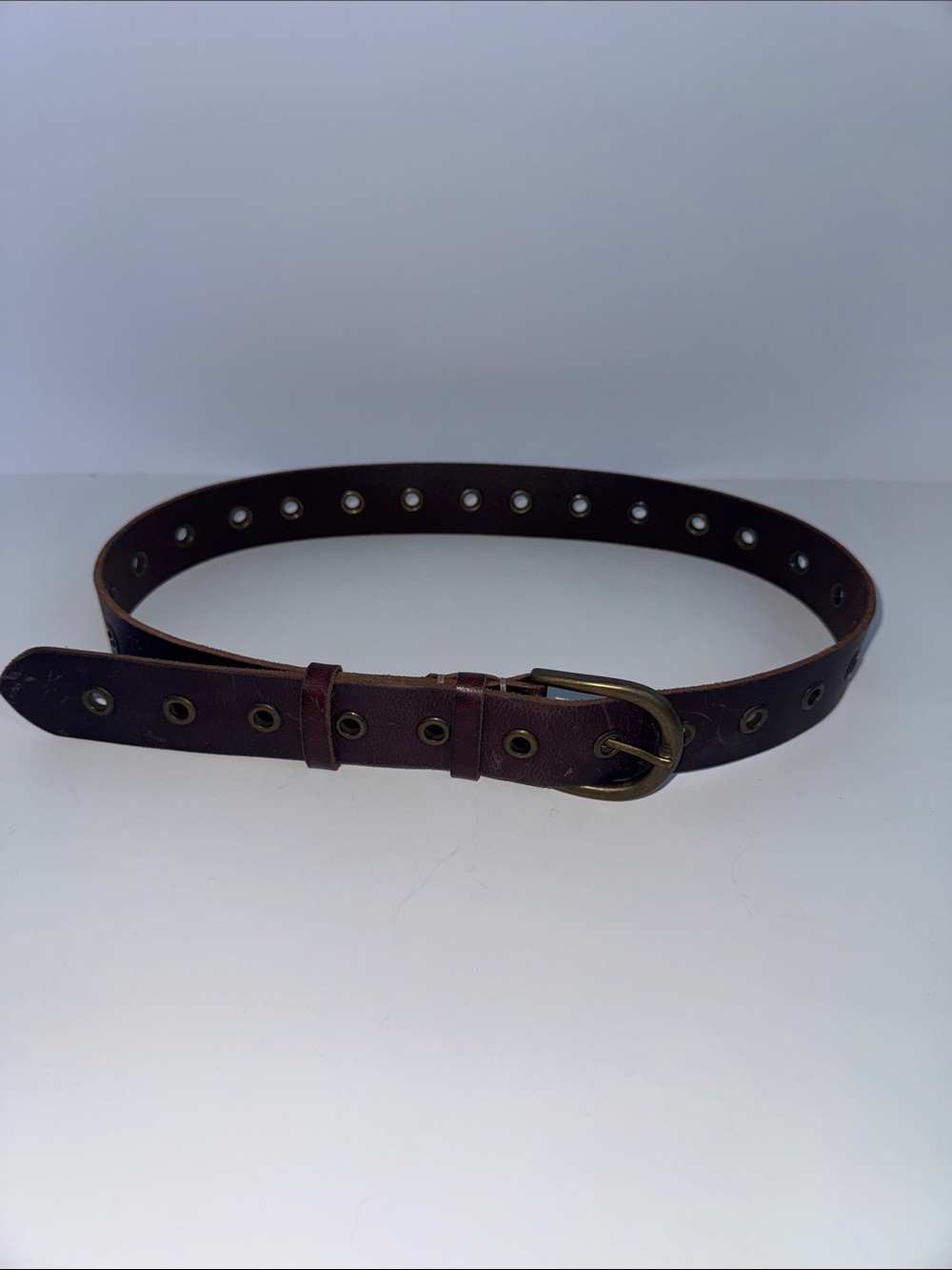 Frye 1.5" Chocolate Brown Leather Belt Medium Brass Hardware